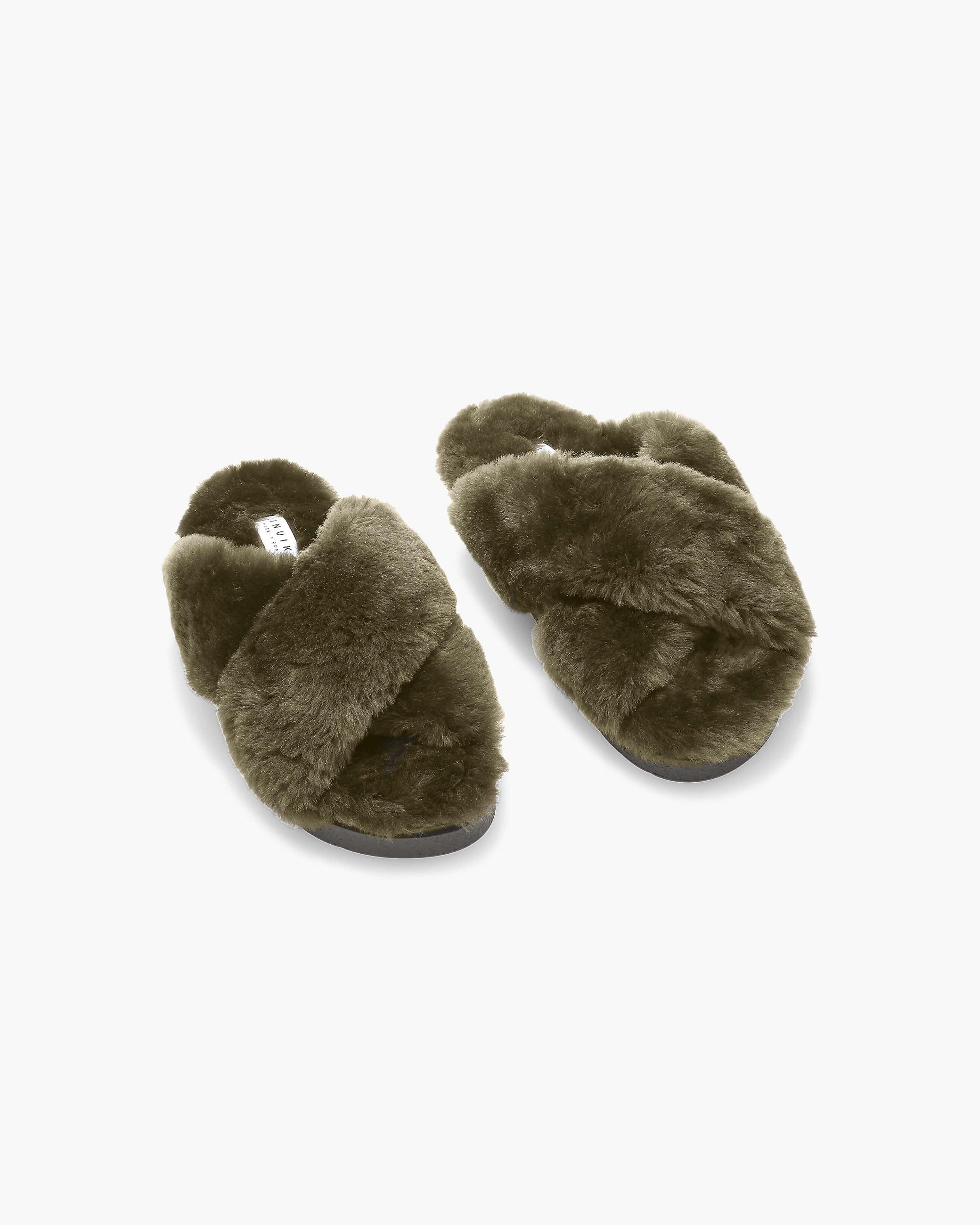 Dámské Pantofle Inuikii Classic Shearling Pantofle Olivy Zelené | 42391DBZQ