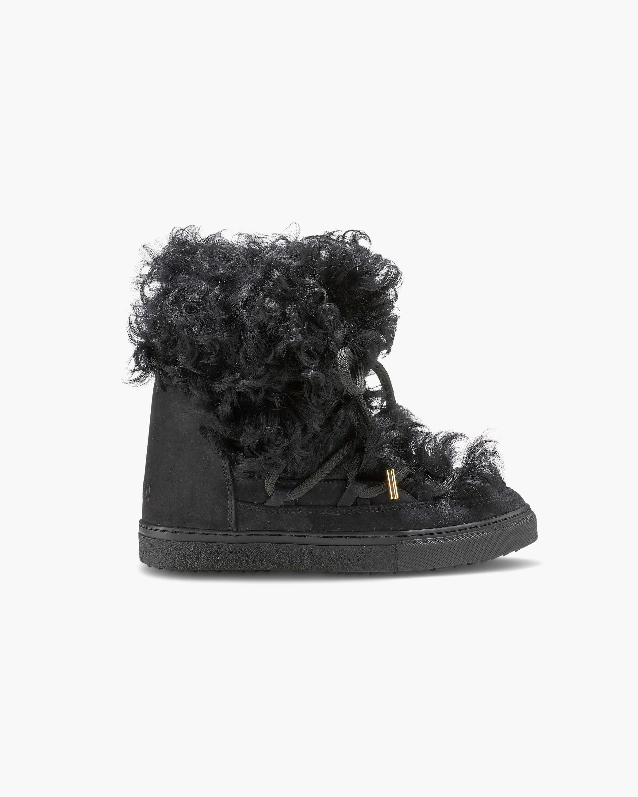 Dámské Sněhule Inuikii Long Curly Wedge Černé | 75240BMKO